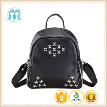 2017 tendencia de la moda remache niñas mochila PU negro fresco señora y niños hangbags